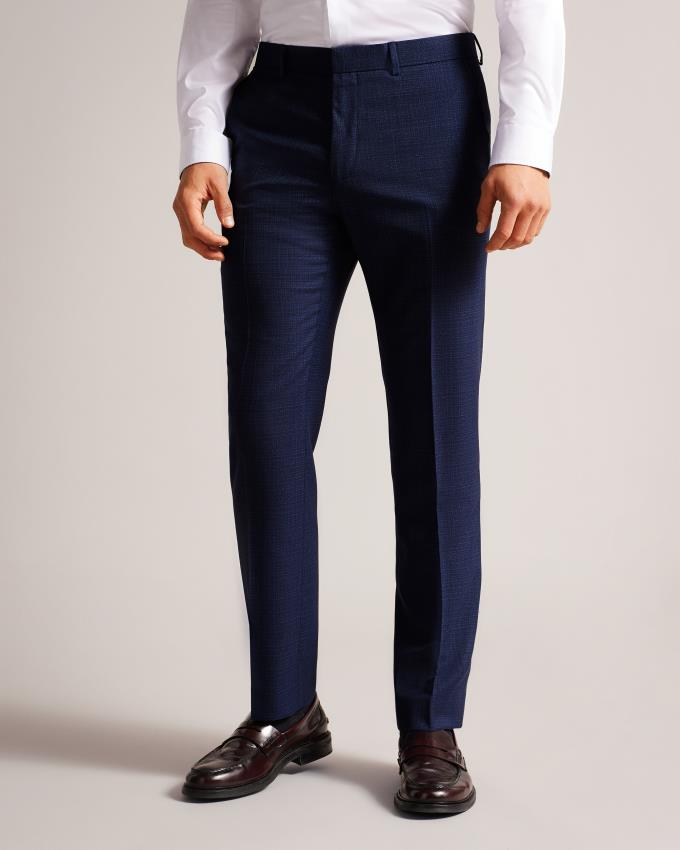 Pantalon Ted Baker Slim Fit Blue Textured Suit Bleu Homme | OQT-12390701